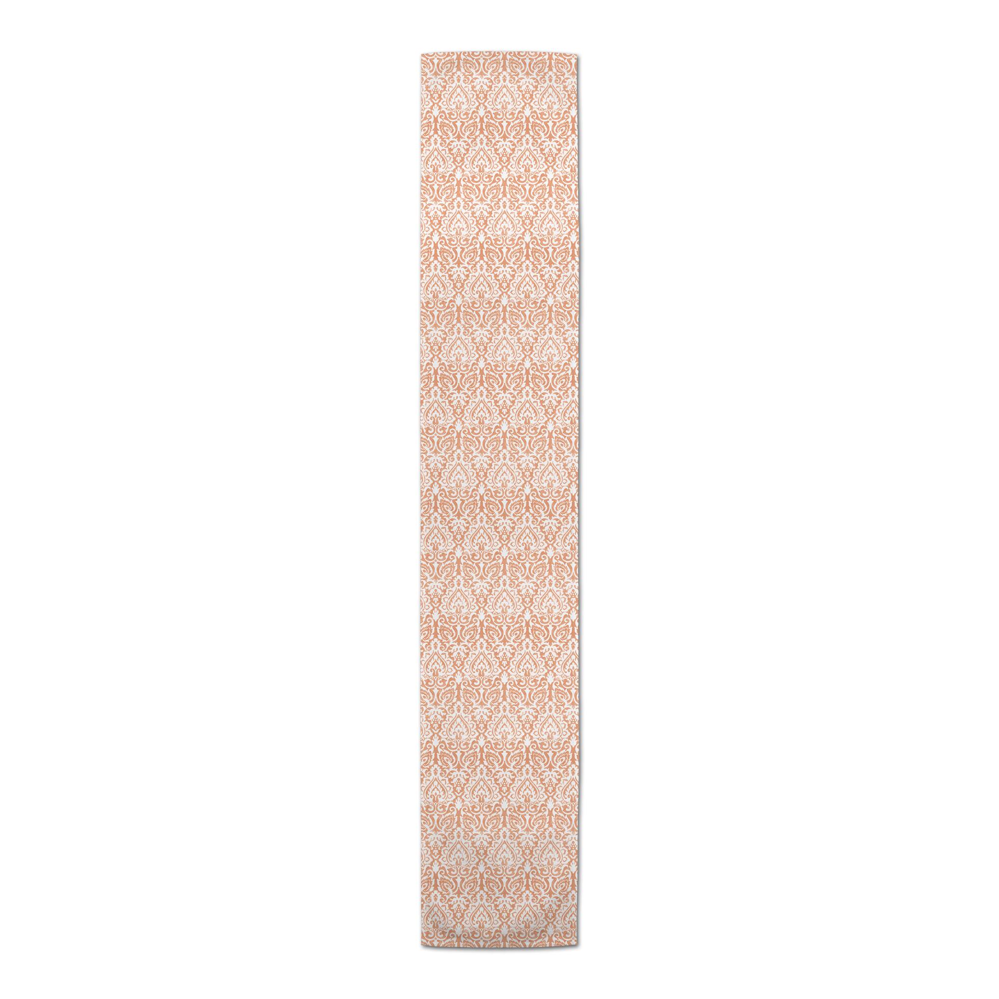 72" Orange Damask Poly Twill Table Runner